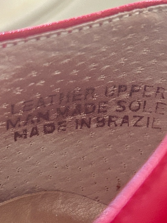 Etienne Aigner Leather Pointed Toe Pumps Red 7.5M Vintage Kitten Low Heels - Picture 10 of 10